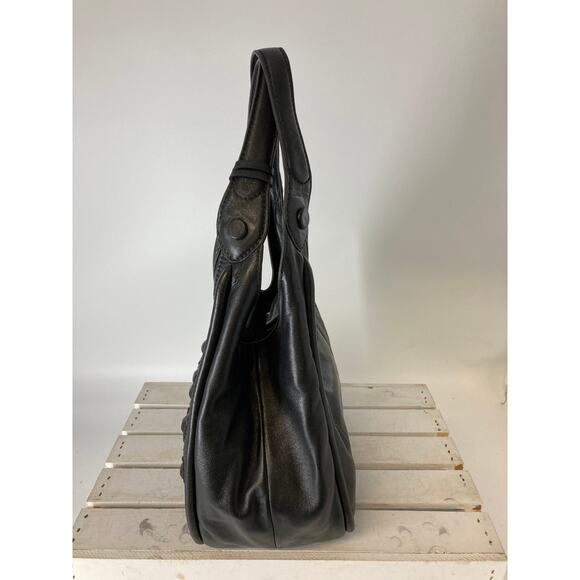 BRIGHTON LOCK HEART ISSIE BLACK LEATHER HOBO RARE FIND - Picture 5 of 16